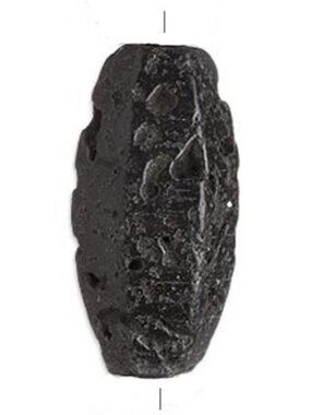 Natural Black Lava Gemstone 35mm Hexagon Cut Tapered Oval Pendant Focal Bead